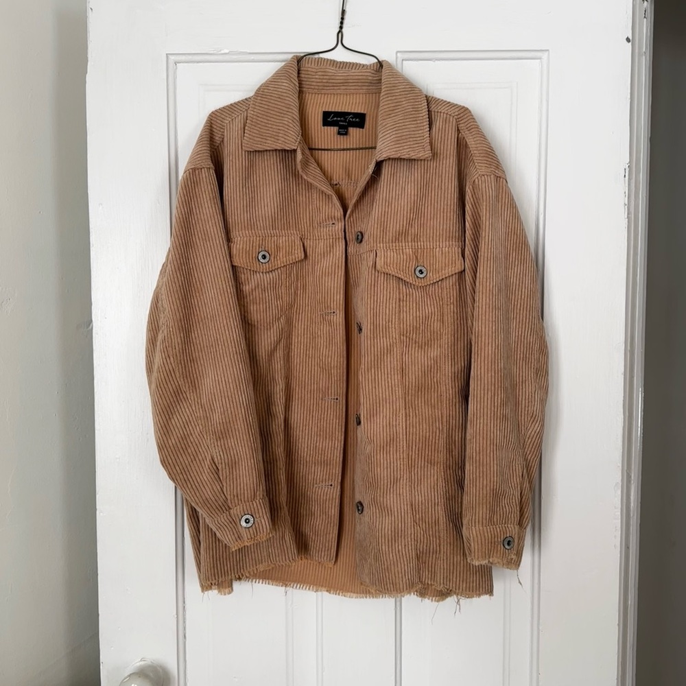 Love Tree Corduroy Shacket in Light Brown